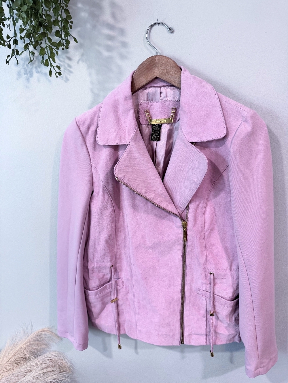 Iman Suede Moto Jacket - Pink -xs